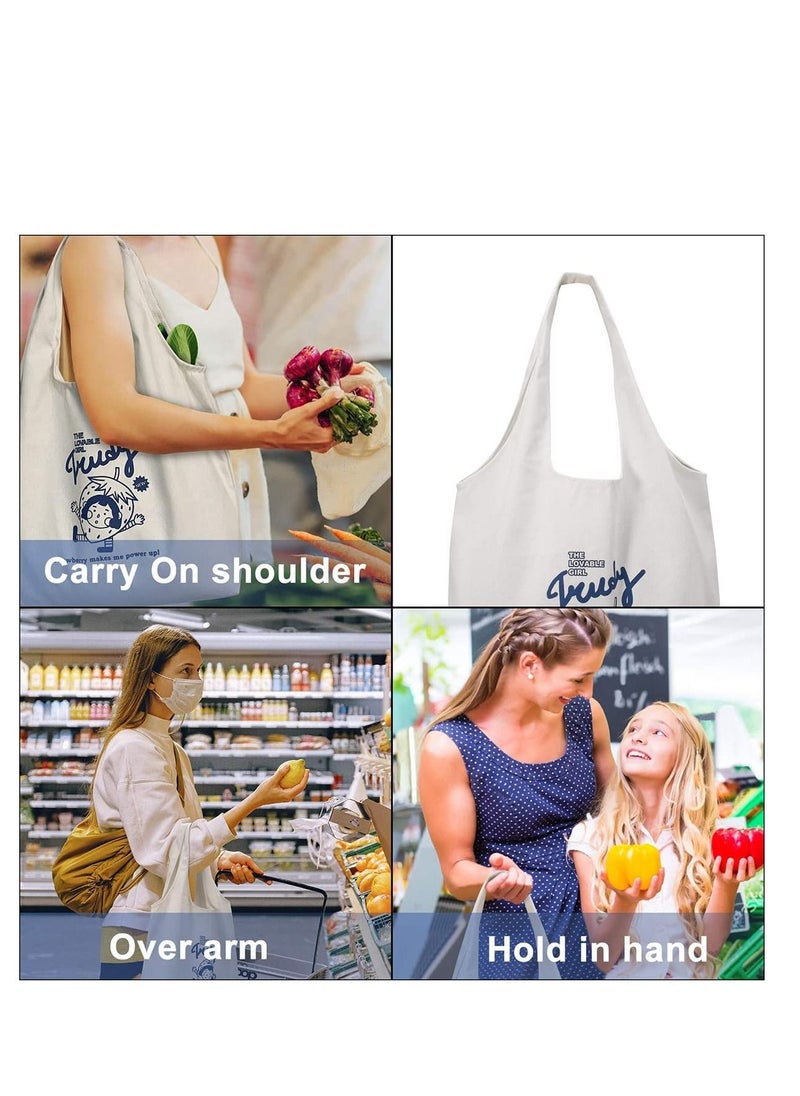 SYOSI - Canvas Tote Bags, with Inner Pocket Reusable Grocery Bags Bulk Reusable Shopping Bags Large Capacity Machine Washable - Image 1