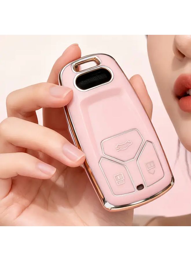 Black TPU Key Fob Cover for Audi Q5 S4 S5 SQ5 RS5 A4 A5 Q7 TT TTS Full Protection Golden Accents - Image 5