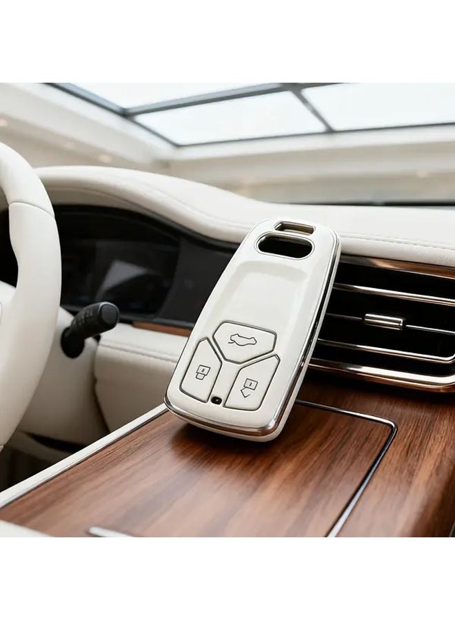 Black TPU Key Fob Cover for Audi Q5 S4 S5 SQ5 RS5 A4 A5 Q7 TT TTS Full Protection Golden Accents - Image 3