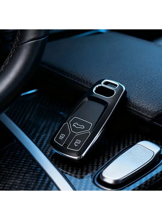 Black TPU Key Fob Cover for Audi Q5 S4 S5 SQ5 RS5 A4 A5 Q7 TT TTS Full Protection Golden Accents - Image 1