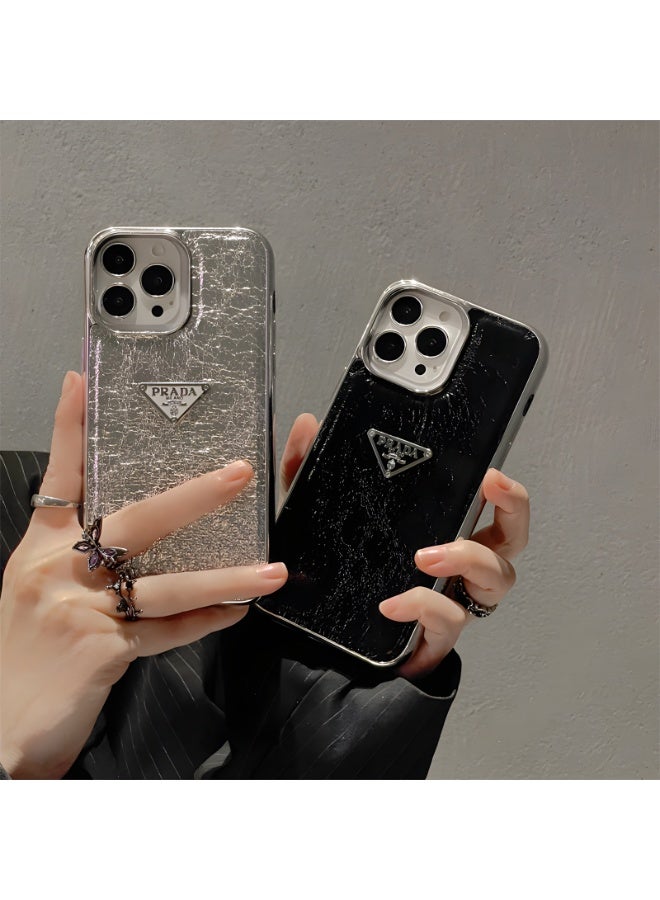 AL RAID Luxury Designer Style Phone Case for iPhone 14 Pro MAX Series – Glossy Black Hard Back Cover with Metal Logo, Shockproof Protective Case - Image 2