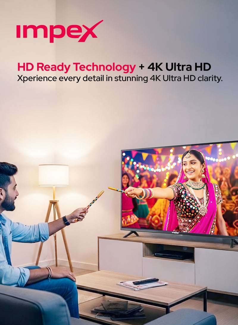 Impex 58 Inch 4K UHD Smart LED TV - Android, Quad Core, Frameless, A+ Panel, Wi-Fi, 3 HDMI, 2 USB, RJ45, DVB-T2, 3840x2160 Resolution, 176° Viewing Angle, Slim Design, 2 Year Warranty - Gloria 58 UHD Smart - Black GLORIA 58 UHD SMART Black - Image 3