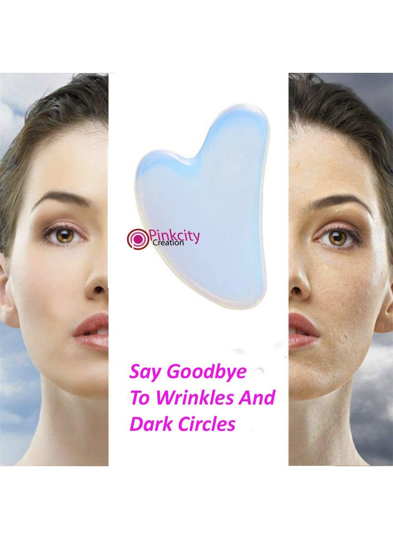 Pinkcity Creation PINKCITY CREATION Opel Gua Sha Board Natural Healing Stone GuaSha Tools for Facial Skincare AntiAging AntiWrinkles Lifting Your Face and Lymphatic Drainage  - Image 2