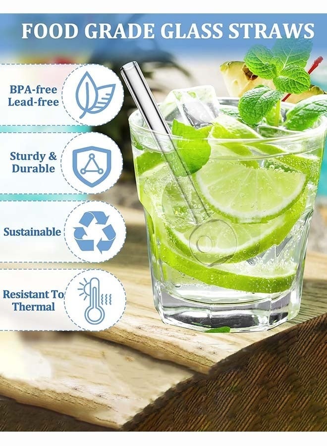 8 Pcs Breakproof Glass Straws - 4 Inch Short Reusable Glass Straw    Dishwasher Safe Bar Drinking Straws  Durable Reusable Glass Straws with 2 Cleaning Brush for Drinks, Coffee Smoothies - Image 4