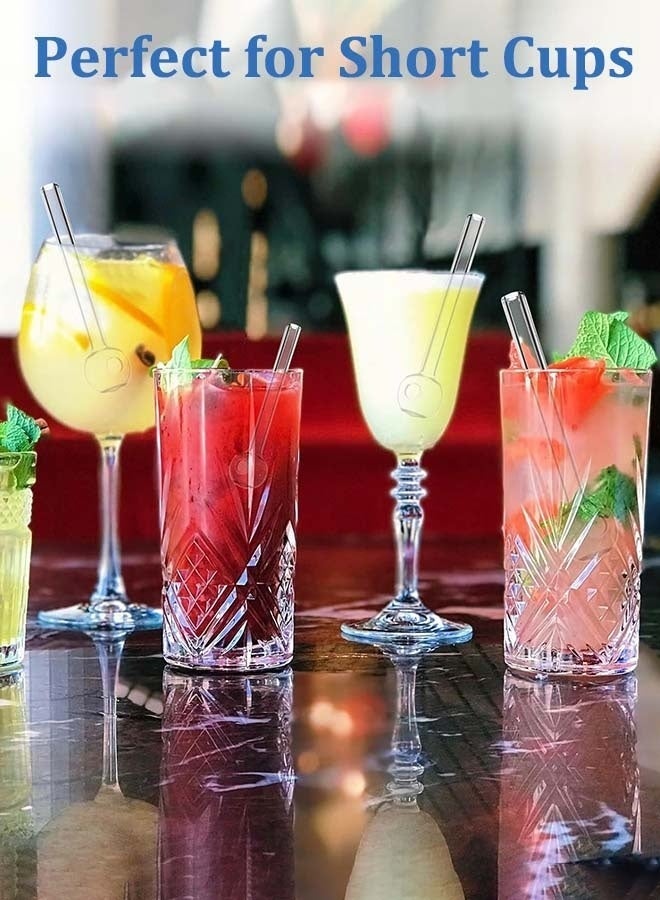 8 Pcs Breakproof Glass Straws - 4 Inch Short Reusable Glass Straw    Dishwasher Safe Bar Drinking Straws  Durable Reusable Glass Straws with 2 Cleaning Brush for Drinks, Coffee Smoothies - Image 5