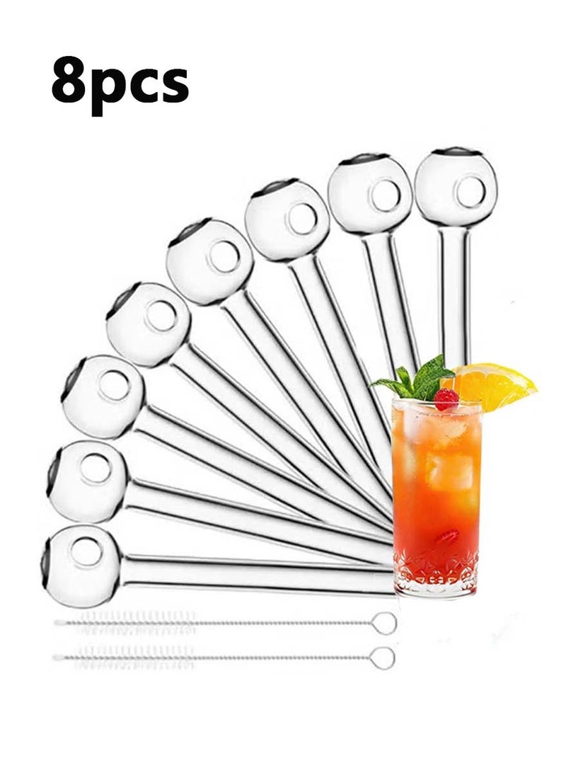 8 Pcs Breakproof Glass Straws - 4 Inch Short Reusable Glass Straw    Dishwasher Safe Bar Drinking Straws  Durable Reusable Glass Straws with 2 Cleaning Brush for Drinks, Coffee Smoothies - Image 1