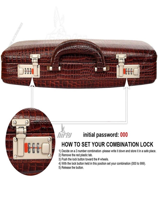 Hifly Leather Briefcase for Men - 15.6" Laptop Briefcase - Unisex - Hard Briefcase - Office Bag - Leather Accessories - 3 Digit Combo Lock - Suitcase - Travel Bag - Brown - Image 4