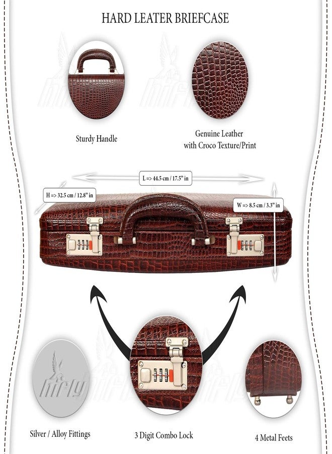 Hifly Leather Briefcase for Men - 15.6" Laptop Briefcase - Unisex - Hard Briefcase - Office Bag - Leather Accessories - 3 Digit Combo Lock - Suitcase - Travel Bag - Brown - Image 5