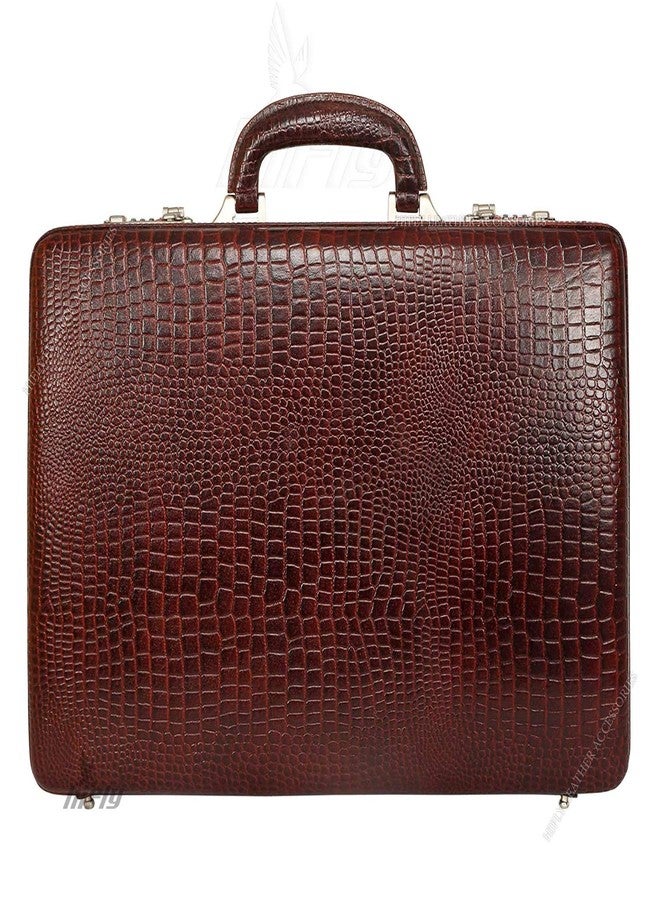 Hifly Leather Briefcase for Men - 15.6" Laptop Briefcase - Unisex - Hard Briefcase - Office Bag - Leather Accessories - 3 Digit Combo Lock - Suitcase - Travel Bag - Brown - Image 1
