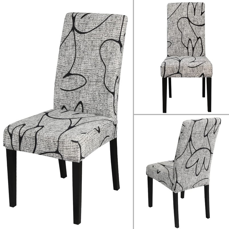 JQinHome JQinHome Pattern Chair Covers for Dining Room Set of 8  High Stretch Removable Washable Parsons Chair Slipcover for Home Party Hotel Wedding Ceremony (8PCS  Lotus Gray) - Image 3