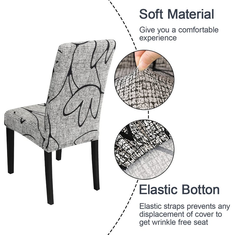JQinHome JQinHome Pattern Chair Covers for Dining Room Set of 8  High Stretch Removable Washable Parsons Chair Slipcover for Home Party Hotel Wedding Ceremony (8PCS  Lotus Gray) - Image 4