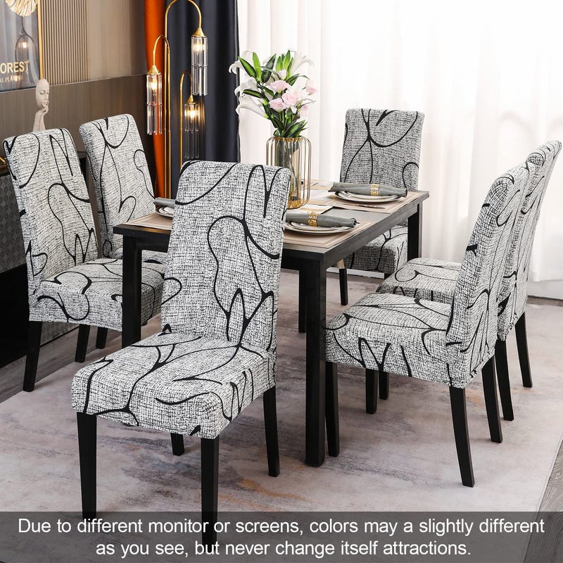 JQinHome JQinHome Pattern Chair Covers for Dining Room Set of 8  High Stretch Removable Washable Parsons Chair Slipcover for Home Party Hotel Wedding Ceremony (8PCS  Lotus Gray) - Image 2