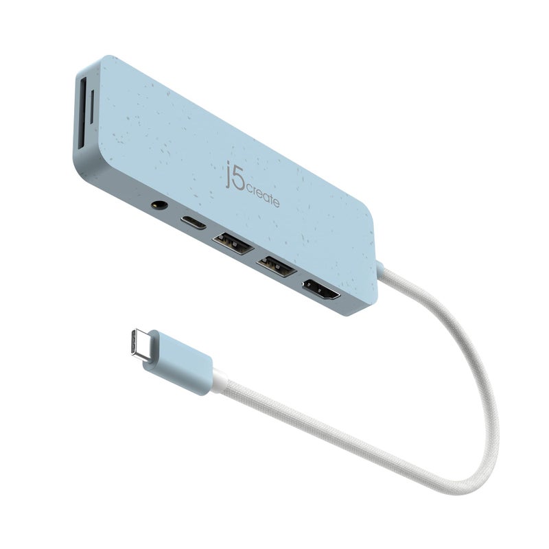 j5create USB-C Multi-Port Hub with Power Delivery with 4K HDMI/2 USB-A 5Gbps/PD 100W Charging SD&Micro SD/3.5mm Audio | for MacBook Pro&Air/iPad Pro/iMac/Surface/XPS/Thinkpad/Galaxy/and More(JCD373EC) - Image 1