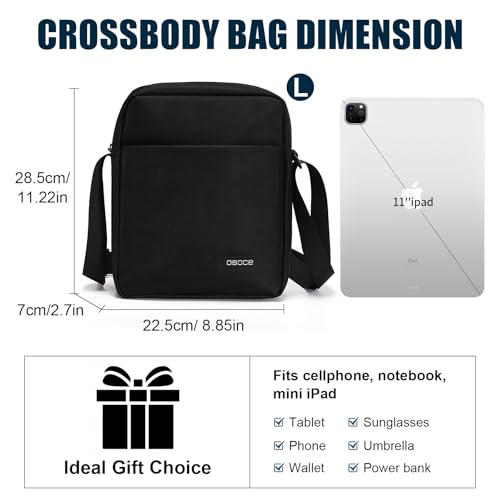 OSOCE Messenger Bag, Crossbody Bag Shoulder Bag for Men Water Resistant Man Bag Man Purse for Business Office, L - Image 2