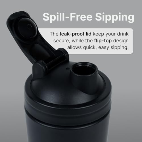 CULT Stainless Steel Shaker Bottle 700ML BPA-Free, Leakproof Gym Shaker with Wire Mixer Ball Durable, Rust-Resistant Protein Shaker Bottle for Smooth Shakes, Fitness & Daily Use Unisex - Black - Image 4