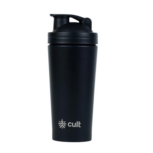CULT Stainless Steel Shaker Bottle 700ML BPA-Free, Leakproof Gym Shaker with Wire Mixer Ball Durable, Rust-Resistant Protein Shaker Bottle for Smooth Shakes, Fitness & Daily Use Unisex - Black - Image 1
