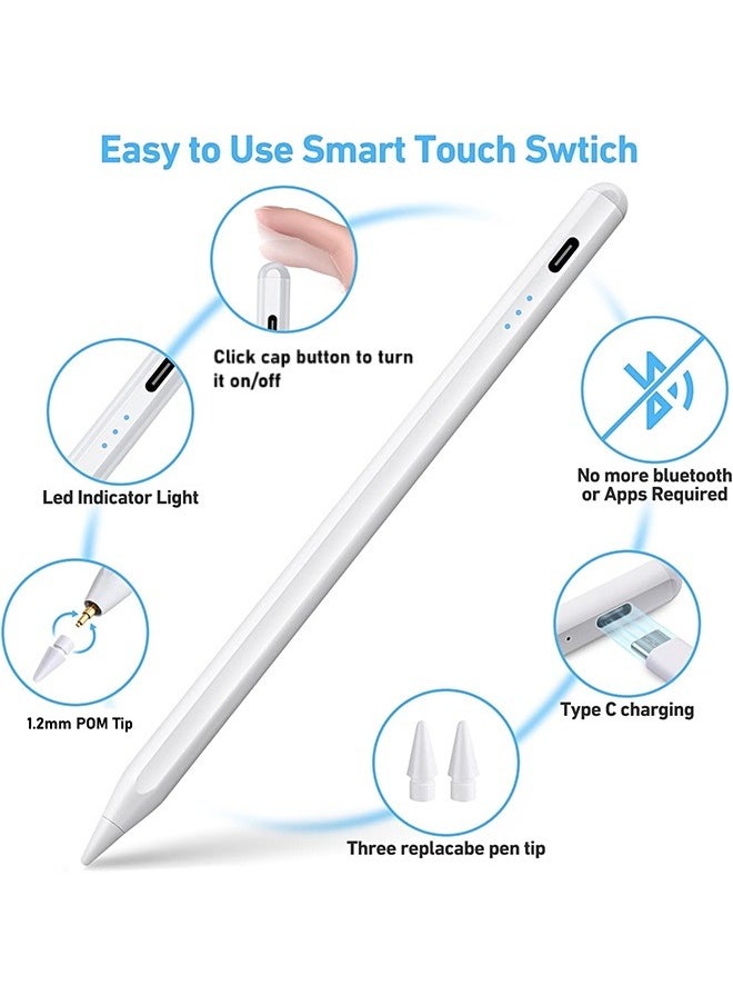 Stylus Pen for ipad, Active Pencil with Quick Charge, Palm Rejection Tilt Sensor, Magnetic Pen Compatible with 2018-2022 iPad Pro 11"/12.9",iPad 10/9/8/7/6,iPad Mini 5/6,iPad Air3/4/5  - Image 2