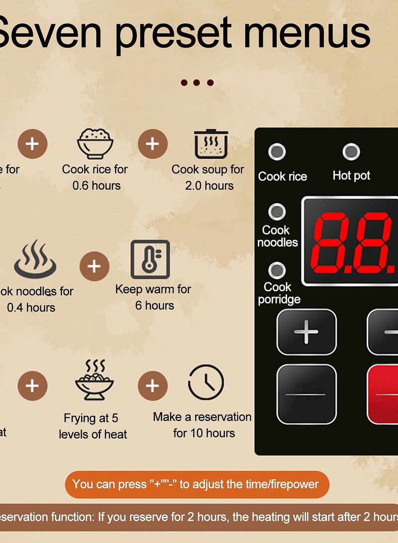 Arabayt 3L Electric Hot Pot & Steamer - Multifunctional, Portable, Non-Stick Frying Pan with Smart Button | Suitable for Ramen, Steak, Rice, Soup, Oatmeal & Eggs - Image 5