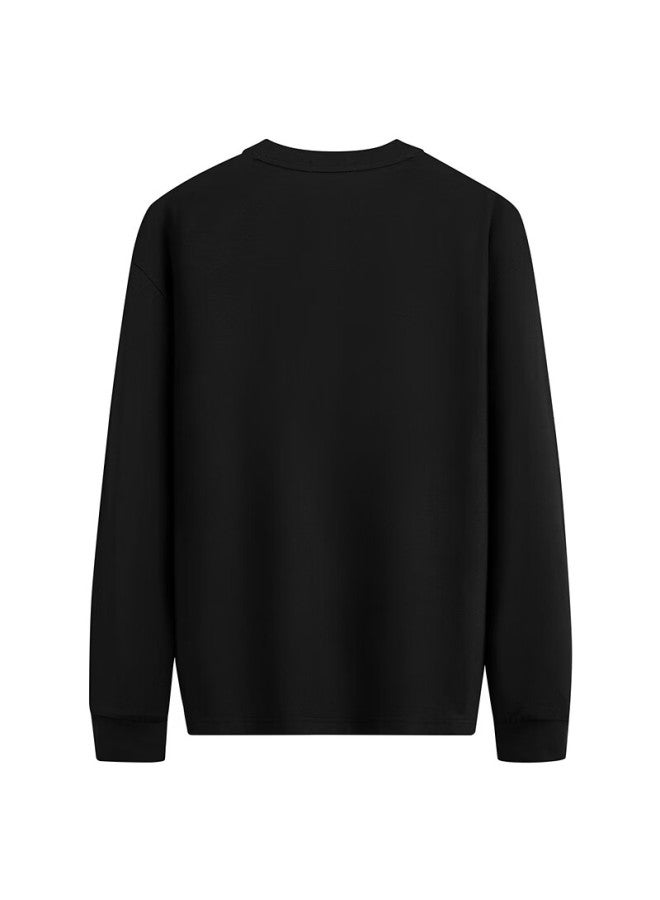 Dancing Wolves Skin-friendly Breathable Tiger Logo Embroidered Long-sleeve T-shirt For Men, 001 Black, M - Image 4