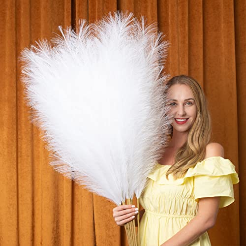 EVODIS EVODIS Pampas Grass Decor Tall 43110cm Faux Pampas Grass 6 Stems Large Pompass Grass Branches Tall Bulk Boho Flower Arrangement for Home Room Wedding Party Decor White 