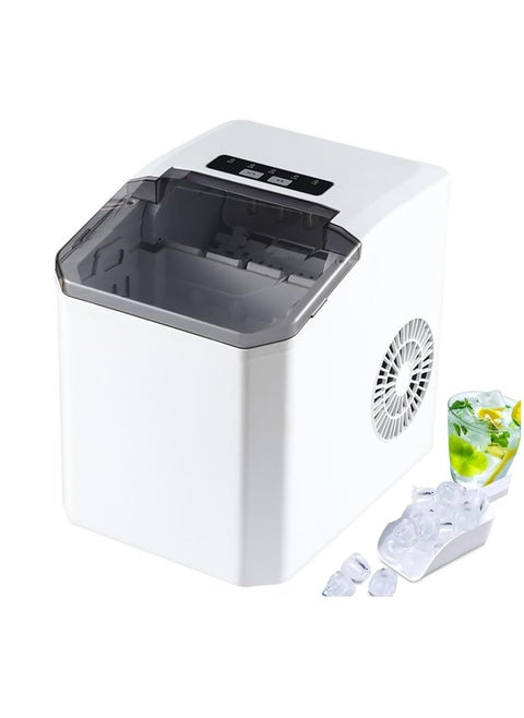Ice Maker Countertop, Self-Cleaning Ice Maker with Scoop and Basket, 9 Cubes in 6 Mins, 12Kg/24H, Portable Small Ice Machine with Scoop and Basket for Home kitchen Office Party