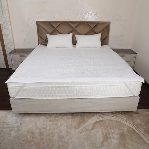 DAKSH Polycotton 100% Waterproof Quilted Mattress Protector, Ultra Soft & Breathable - Corner Elastic Bands Noiseless Bed Cover King Size Bed, Machine Washable - 72x78 Inch | 6x6.5 Feet, White - Image 1
