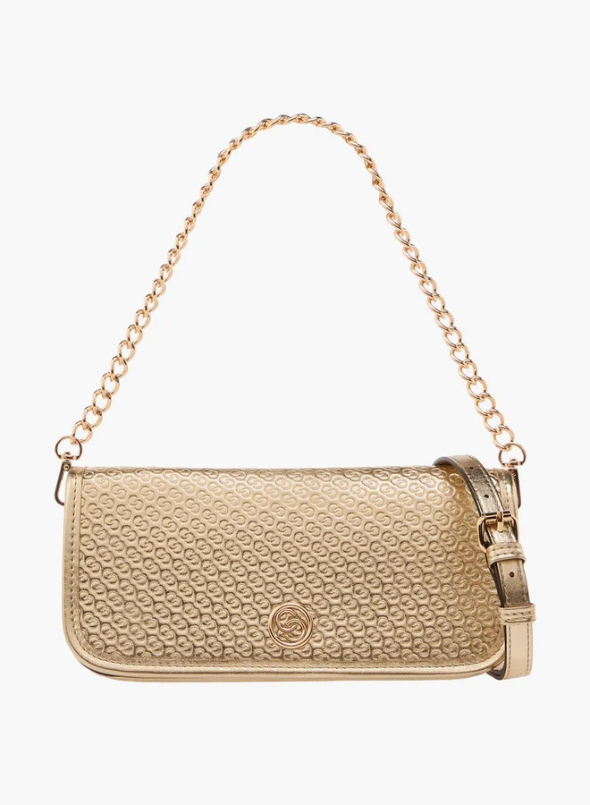 Celeste Monogram Embossed Shoulder Bag with Chain Strap