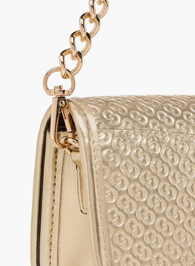 Celeste Monogram Embossed Shoulder Bag with Chain Strap