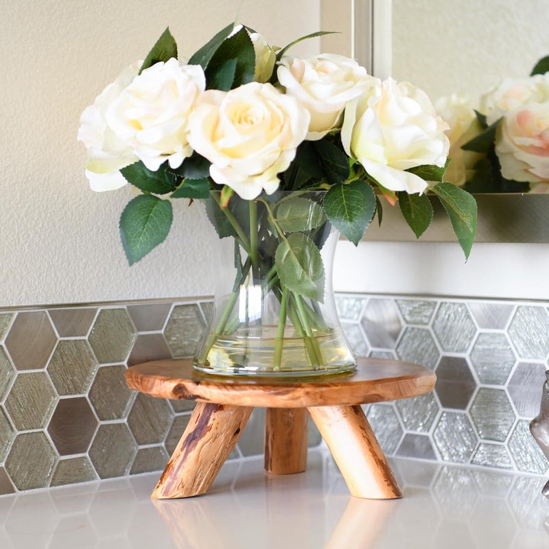 WELLAND مجموعة WELLAND من 2 حامل خشبي من الأرز بارتفاع 10 بوصات للزينة - Image 3