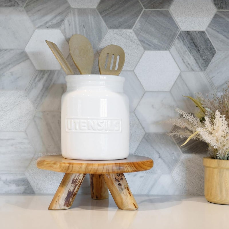 WELLAND مجموعة WELLAND من 2 حامل خشبي من الأرز بارتفاع 10 بوصات للزينة - Image 4