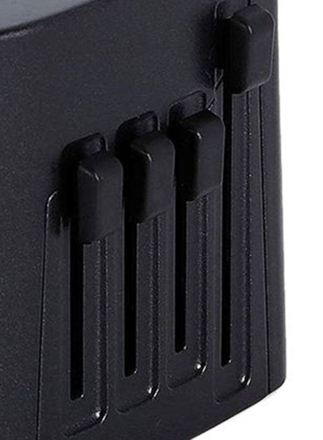 محول السفر العالمي مع 4 منافذ USB - أسود - Image 5