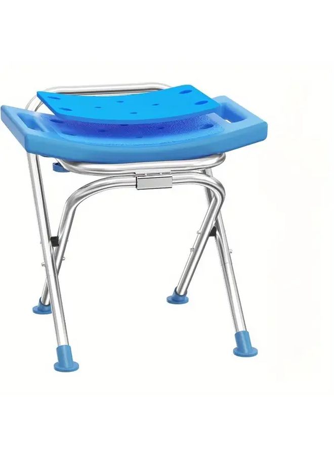 Heavy Duty Stainless Steel Folding Rectangular Bath Stool Supports Up To 400 Lbs Ideal For Elderly And Disabled - Image 1