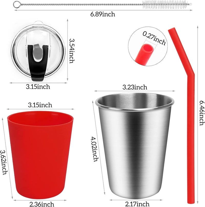 ShineMe 5Pack Kids Cups with Straws and Lids Spill Proof, 12oz Toddler Straw Cups with Colorful Silicone Sleeves, Unbreakable Stainless Steel Water Tumblers for Cold & Hot Drinks - Image 3