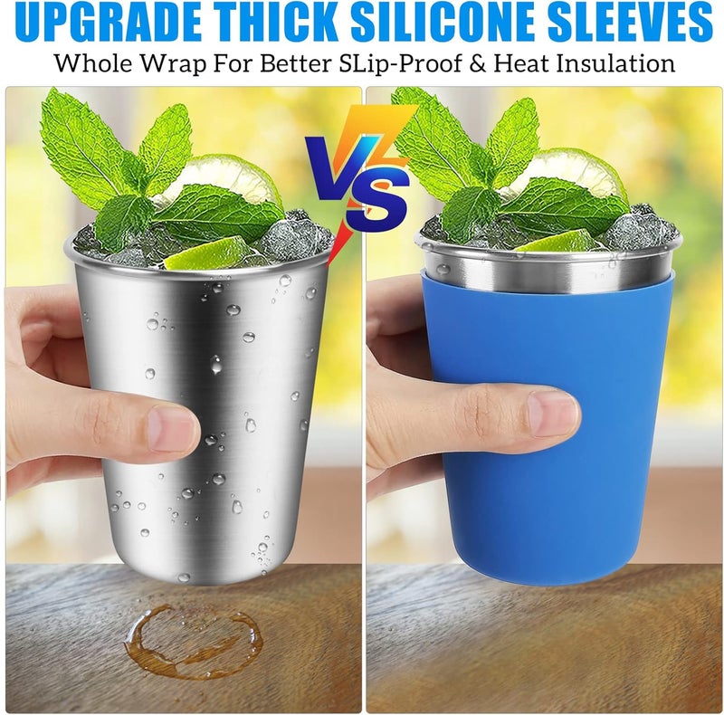ShineMe 5Pack Kids Cups with Straws and Lids Spill Proof, 12oz Toddler Straw Cups with Colorful Silicone Sleeves, Unbreakable Stainless Steel Water Tumblers for Cold & Hot Drinks - Image 4