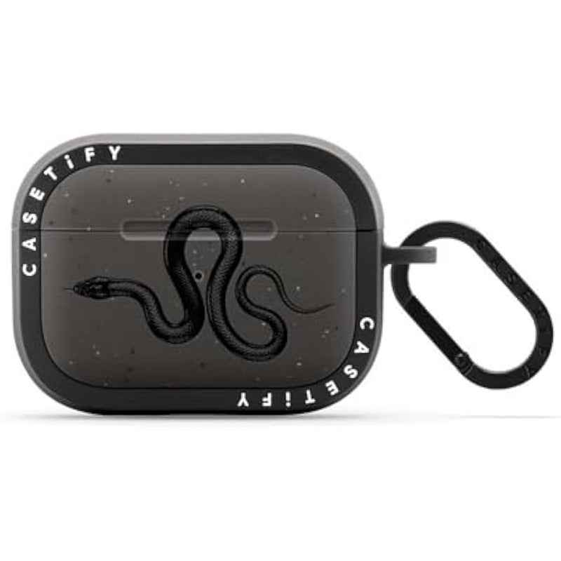 Casetify Bounce Airpods Pro (1st/2nd Gen) Case with Ring - Black Kingsnake - Matte Charcoal - Image 1