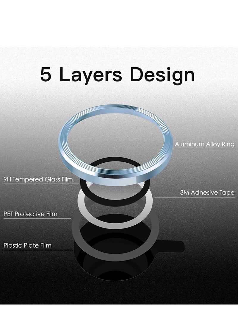 DUSALA Camera Lens Protector for iPhone 14 6.1-Inch and iPhone 14 Plus 6.7-Inch, 9H Tempered Glass Metal Individual Ring Cover, HD Clear, 1-Pack (Blue) - Image 3