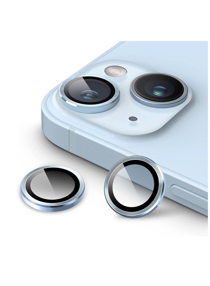 DUSALA Camera Lens Protector for iPhone 14 6.1-Inch and iPhone 14 Plus 6.7-Inch, 9H Tempered Glass Metal Individual Ring Cover, HD Clear, 1-Pack (Blue) - Image 1