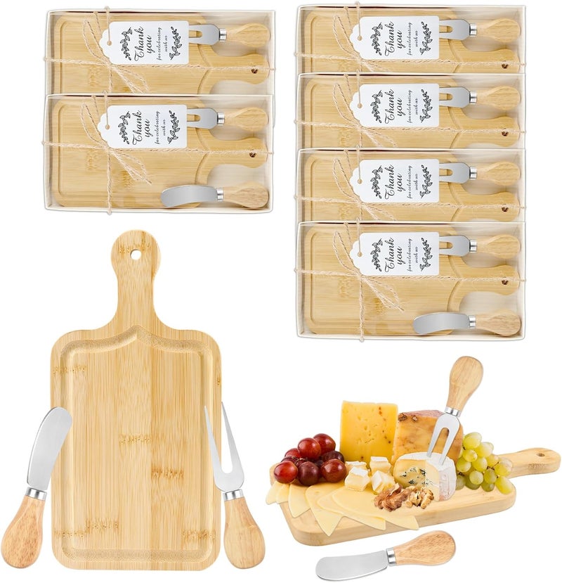 Esmorah 6 Sets Baby Shower Gifts for Guests Prizes, Bridal Shower Prizes for Game Winners, Cheese Board Gift Set with Charcuterie Boards, Knives, Forks, Thank You Card & Gift Box - Image 1
