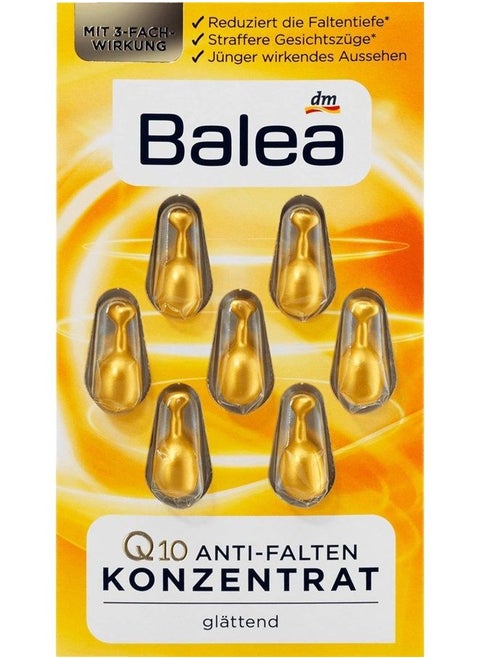 5packs x 7 pcs I 35 applications Balea Anti-Wrinkle Oil Concentrate with Q10, Vitamin E and Ginseng Extract/Germany