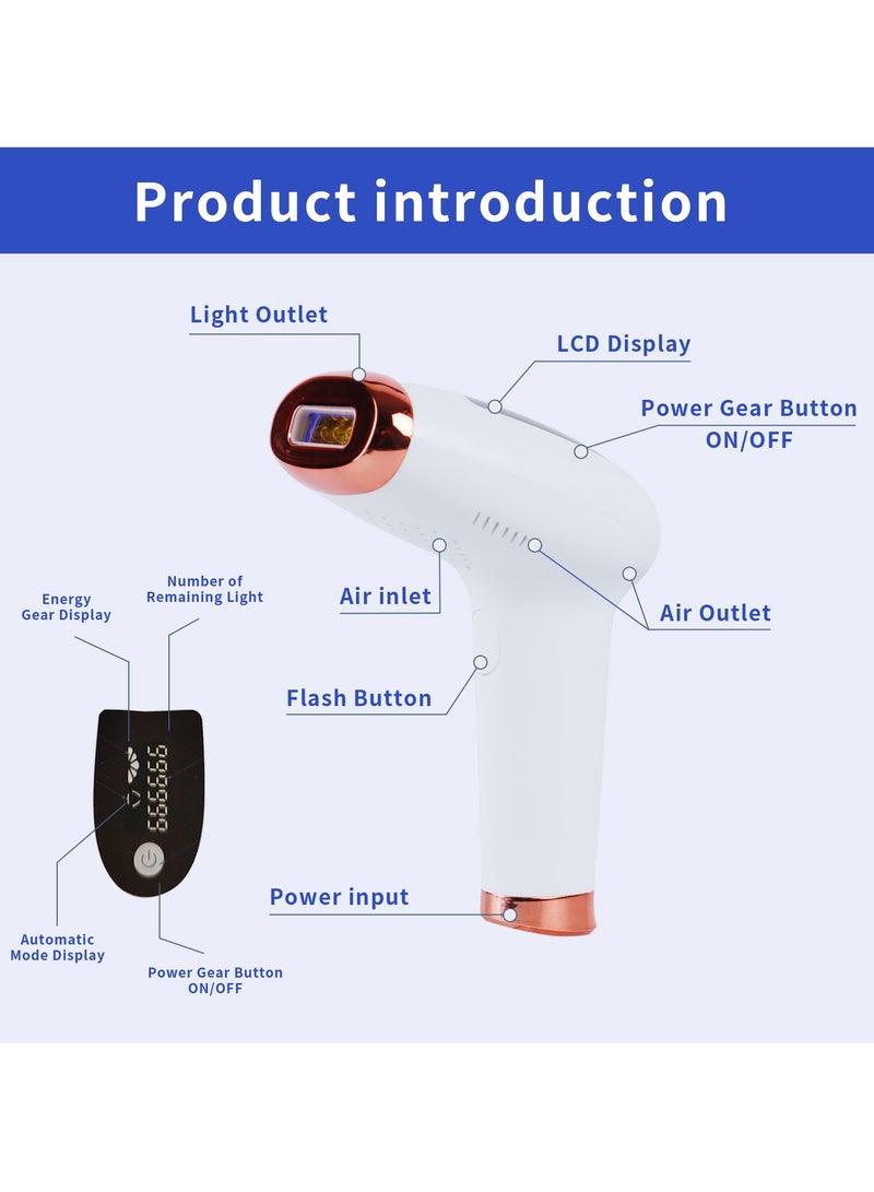 DUNISO إزالة الشعر بالليزر، جهاز إزالة الشعر الكهربائي المحمول، آلة إزالة الشعر بنقطة التجمد، جهاز إزالة الشعر IPL، ماكينة حلاقة الجسم بدون ألم للاستخدام المنزلي، 900000 ومضة، 5 مستويات طاقة، مع نظارات شمسية وماكينة حلاقة، مناسبة للوجه والجسم بالكامل - Image 4