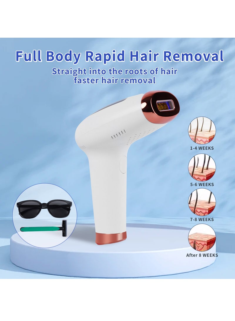 DUNISO إزالة الشعر بالليزر، جهاز إزالة الشعر الكهربائي المحمول، آلة إزالة الشعر بنقطة التجمد، جهاز إزالة الشعر IPL، ماكينة حلاقة الجسم بدون ألم للاستخدام المنزلي، 900000 ومضة، 5 مستويات طاقة، مع نظارات شمسية وماكينة حلاقة، مناسبة للوجه والجسم بالكامل - Image 3