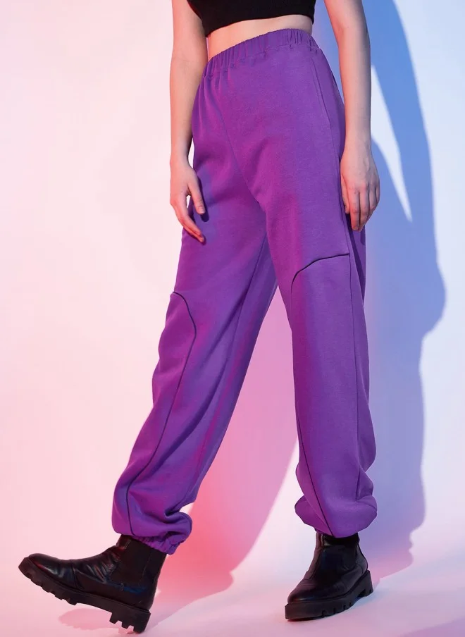 STREET 9 بنطلون رياضي نسائي فضفاض بنفسجي