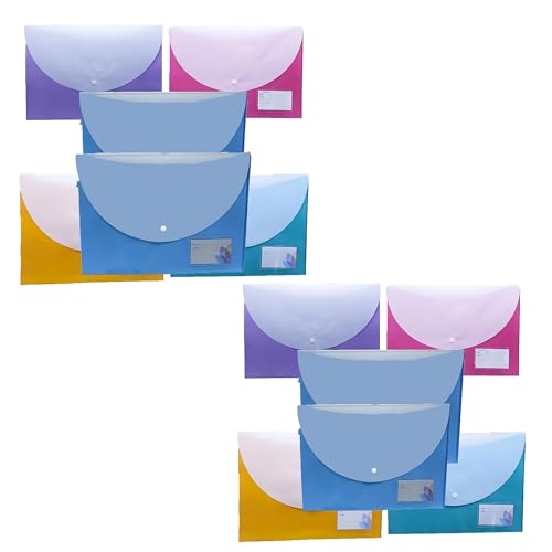 Shuban 12 Pcs Double Pocket Document Folders A4, Letter Fs Size File Envelopes with Label Pocket & Paste Button for School Home Work Office Organization (Double Pocket Holder - Standard) - Image 1