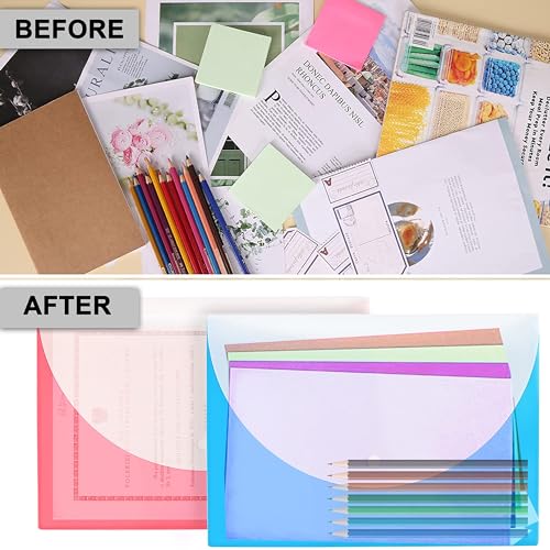 Shuban 12 Pcs Double Pocket Document Folders A4, Letter Fs Size File Envelopes with Label Pocket & Paste Button for School Home Work Office Organization (Double Pocket Holder - Standard) - Image 5
