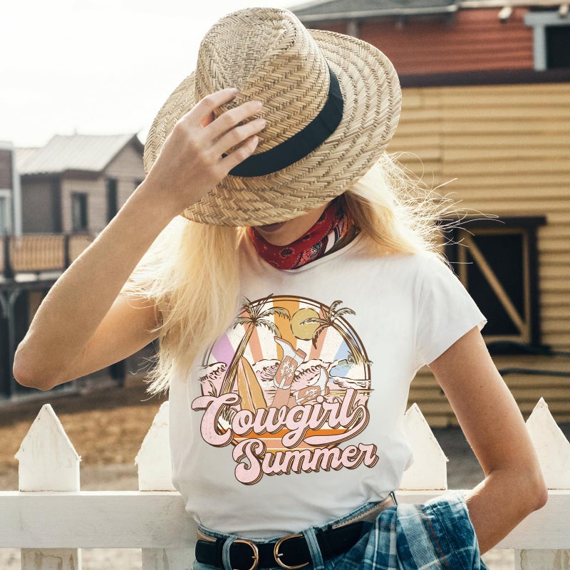Dazoratix Western Cowgirl Transfer Stickers - 16 PCs Wild West Cow Girl Iron on Transfers Ready to Press Appliques Patches for Women T-Shirt Jeans Hat Jackets Clothing DIY Decals Clothes Decorations - Image 3