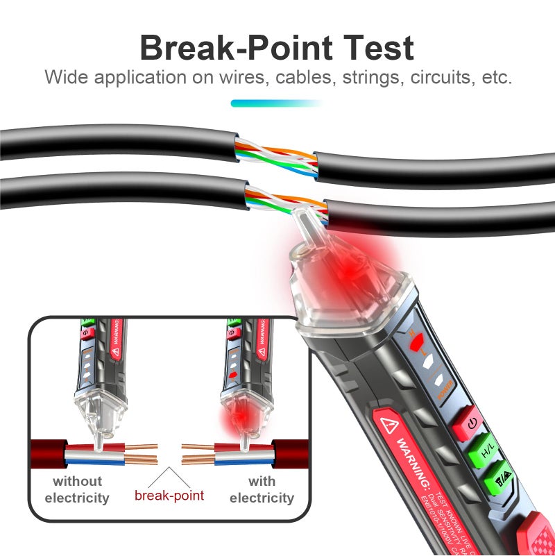 NJTY Voice Broadcast Voltage Tester,Non Contact Voltage Tester,12V-1000V/48V-1000V Dual Range,Electrical Tester,Integrated LED Flashlight and red Indicator Light - Image 5