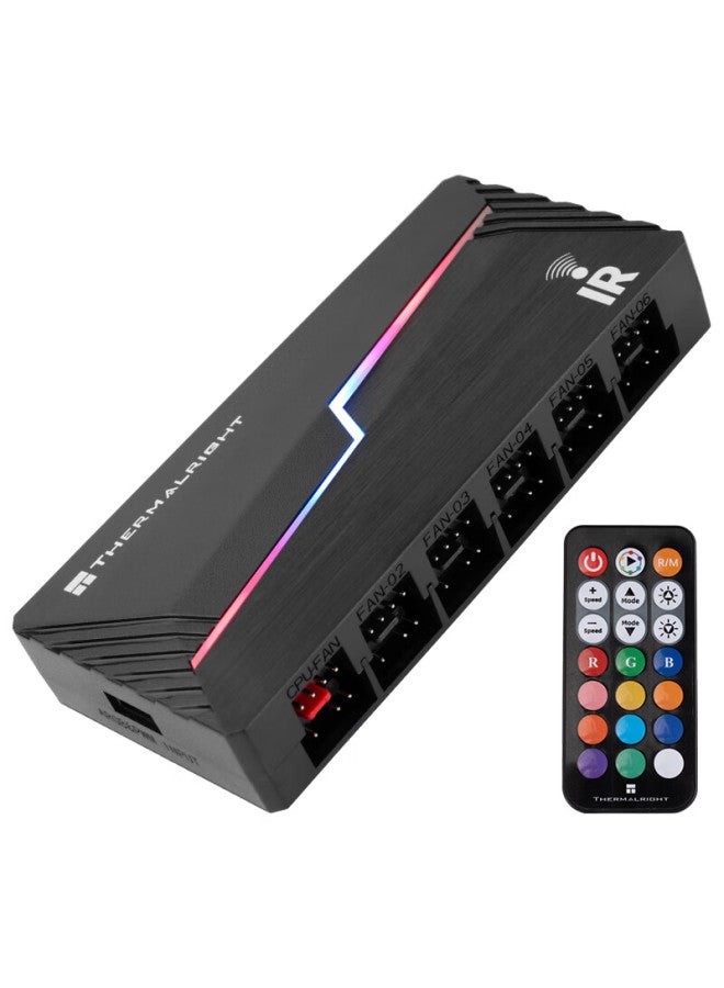 Thermalright Tl-argb & Fan Hub X12 Ir Black Fan Hub With 12 Pwm+argb Fan Support And Wireless Light Remote Control - Image 1