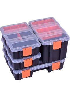 SEVIA Sevia 4 Piece Tool Organiser Box Empty Stackable Multi Utility Storage Durable Plastic Multi Storage Compartment Box for Wrench Screwdriver Sockets Screw and Small Tools  - Image 1