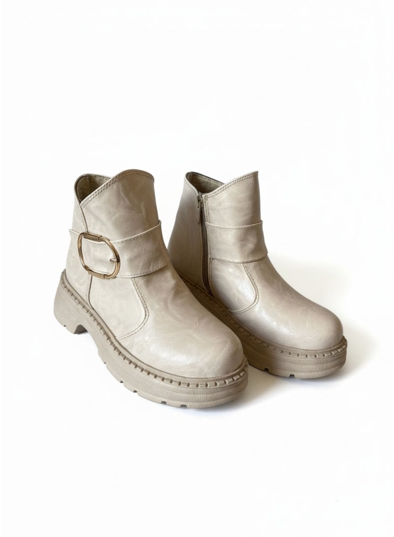 لايف ستيلاش  بوت للكاحل جلد سهل فى اللبس G-58 - بيج - Image 2