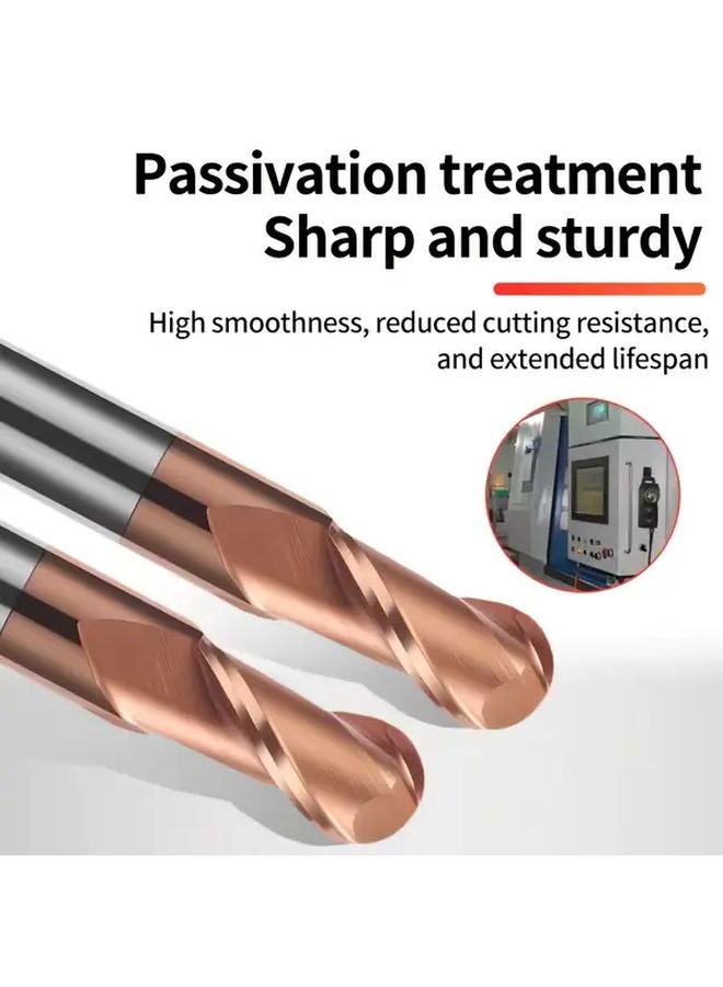 R2x4x50L HRC55 2 Flute Ball Nose End Mill CNC Router Bit 4mm Cutting Diameter - Image 4